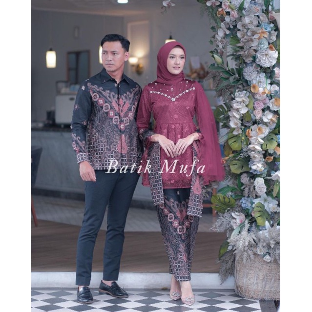 Kebaya Couple MEYCA Maroon Kebaya modern kebaya tunangan kebaya wisuda kebaya lamaran terbaru