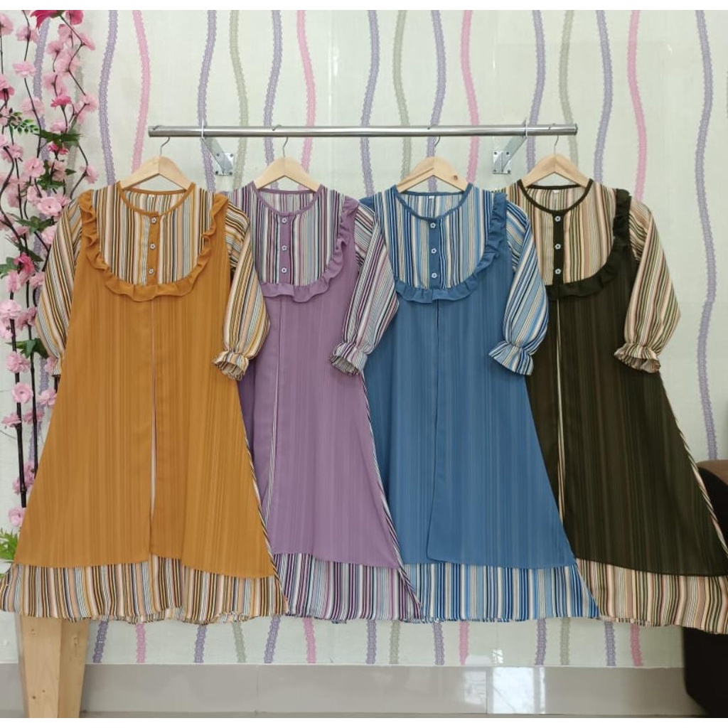 Gamis Anak Motif Salur Shakila