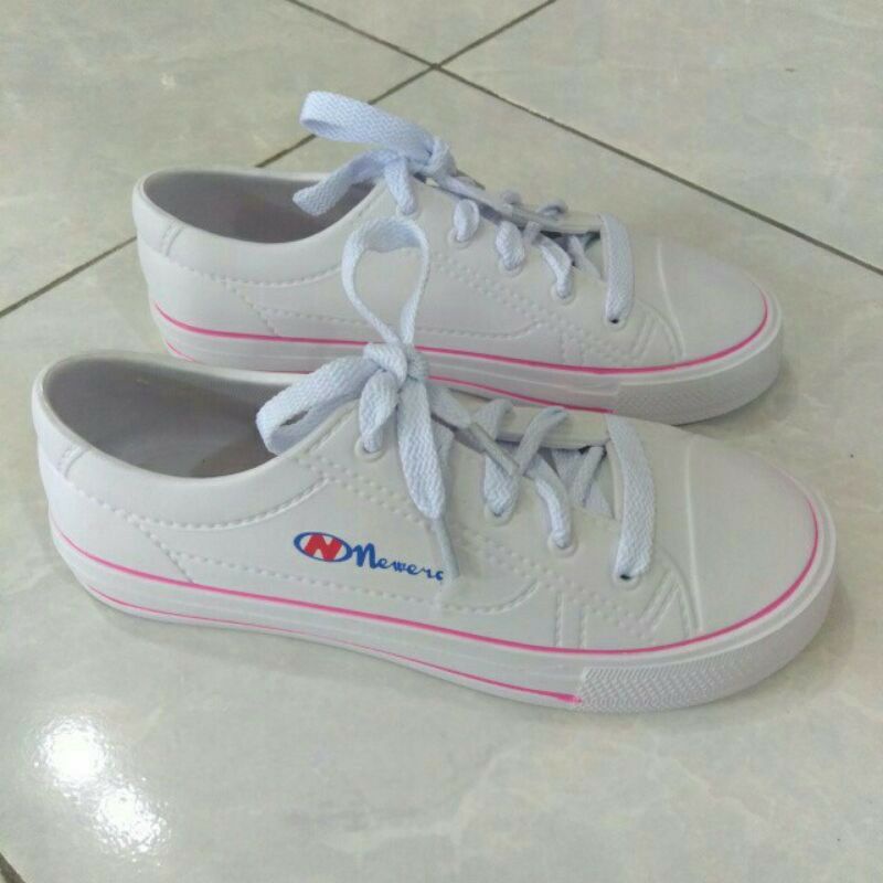 New Era 9031 - Sepatu Karet Putih Tali Bahan Pylon / Sepatu Putih Karet Sneaker Wanita