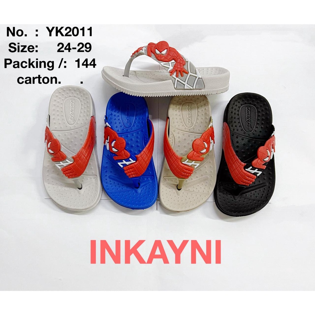 YK2011 Sandal Jepit Anak Laki Laki Motif Spiderman Merek Inkayni Size 24-29