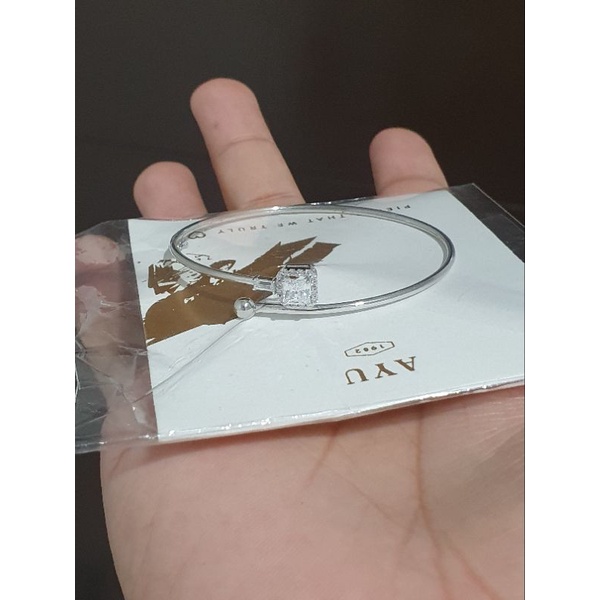 gelang spiral mata kotak bangle emas putih