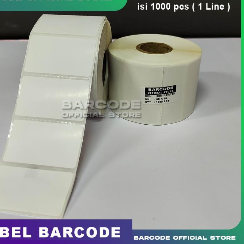 

Berkualitas! Label Bare 50 X 30 1 Line Kertas Sticker Semicoated 50X30 MM ~