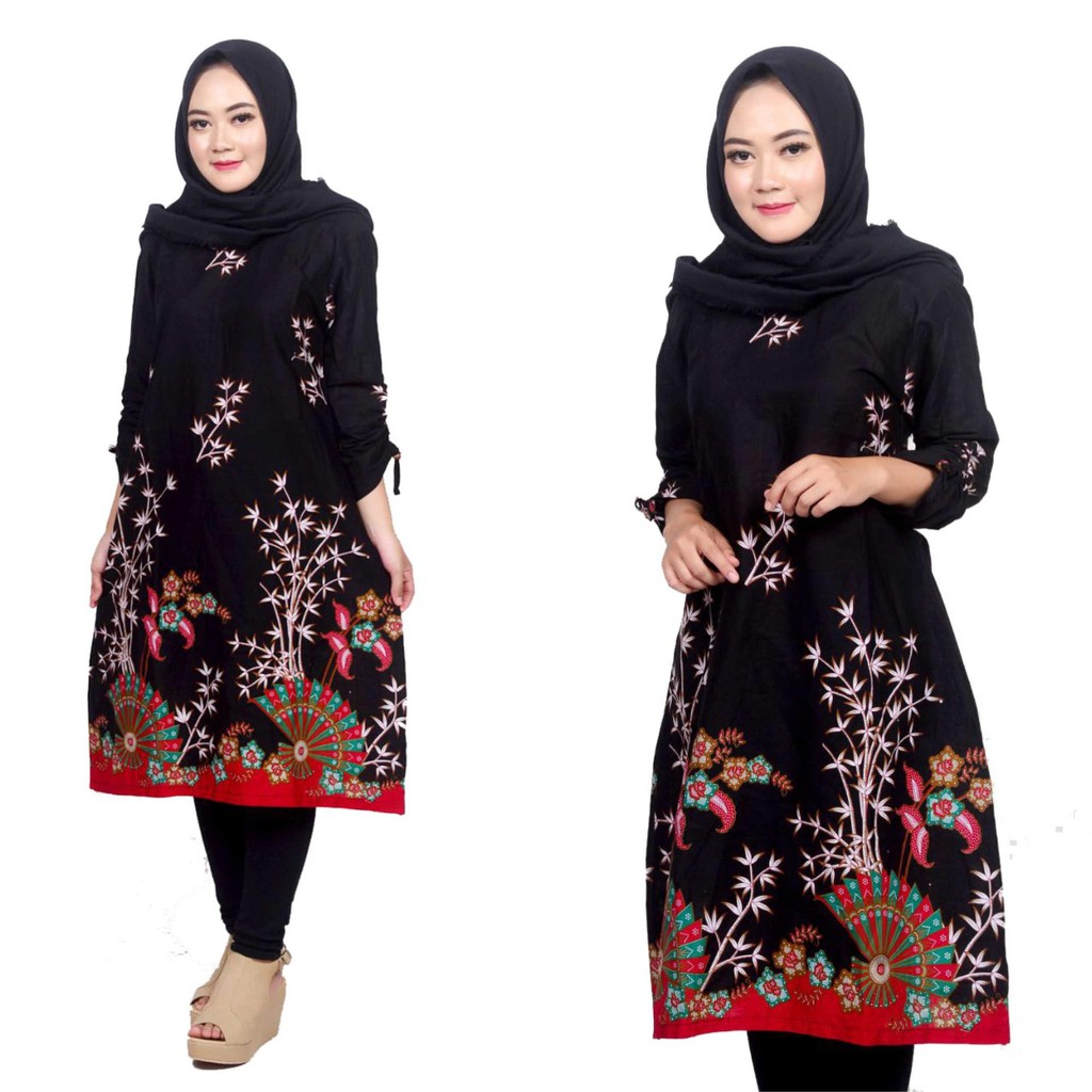 Tunik batik serut lengan panjang//Tunik Batik Wanita//Tunik Lengan Panjang