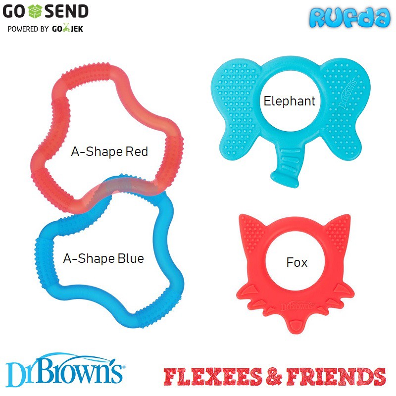 Dr Brown's Flexees Friends Silicone Teether Mainan Gigitan Bayi Browns