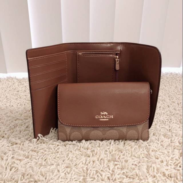 Dompet Coach Medium Envelope Wallet Khaki Saddle New Original Shopee
