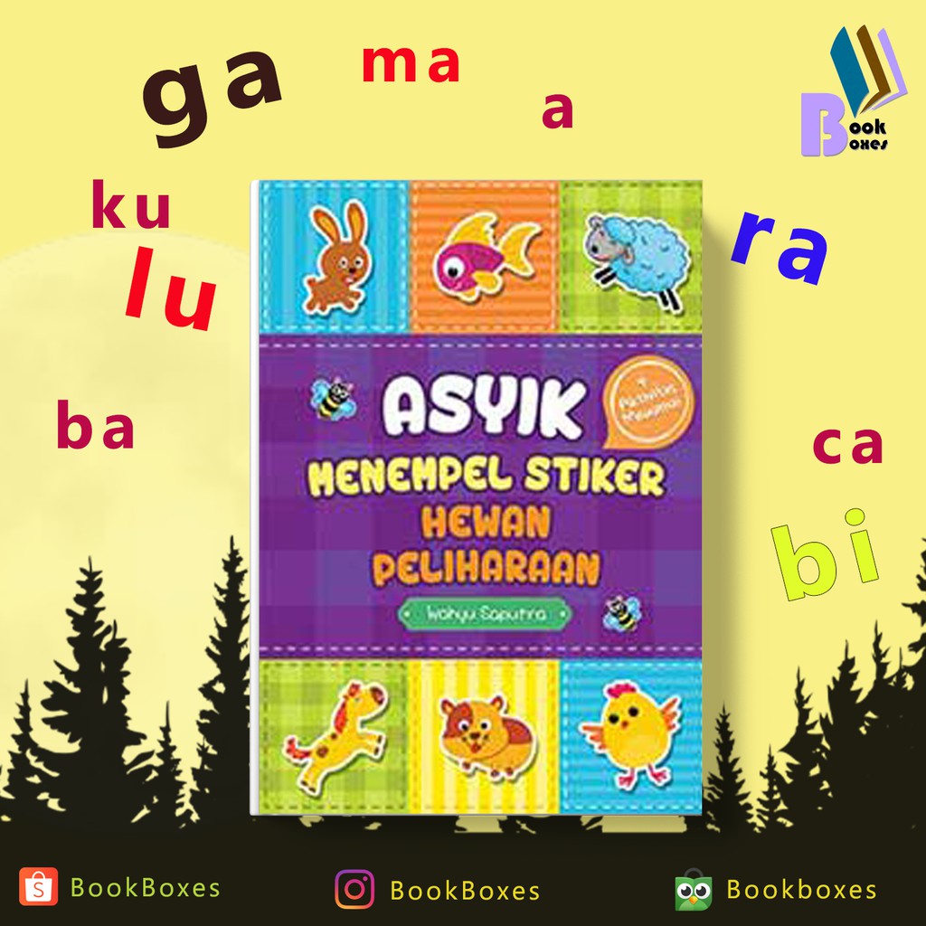 Asyik menempel stiker hewan peliharaan