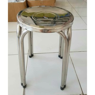 Bangku Kursi  stainless  baso  bulat stainless  steel 47cm 