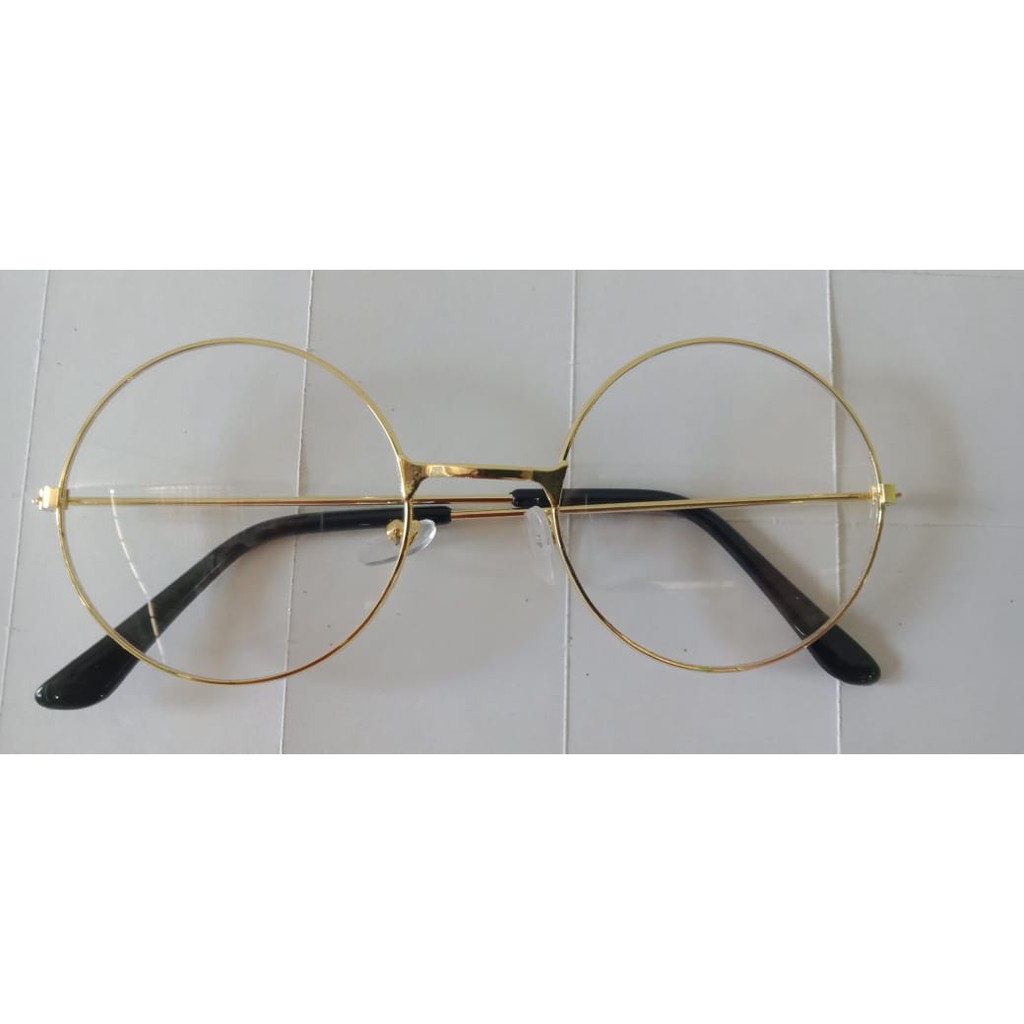 INDOMINI R092 Kaca Mata Bulat Oval Design Fashion Korea Pria/Wanita Kacamata Optik Frame Sunglasses-GOLD