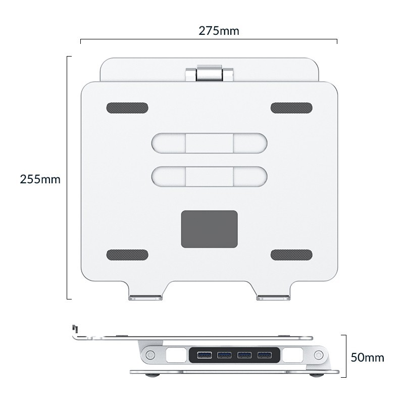 Laptop macbook stand holder orico aluminum adjustable foldable portable with usb A 3.0 hub 4 port lst 4a