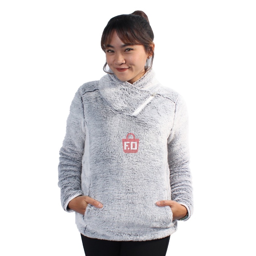 JAKET SWEATER  WANITA BULU HALUS LEMBUT TANPA KUPLUK