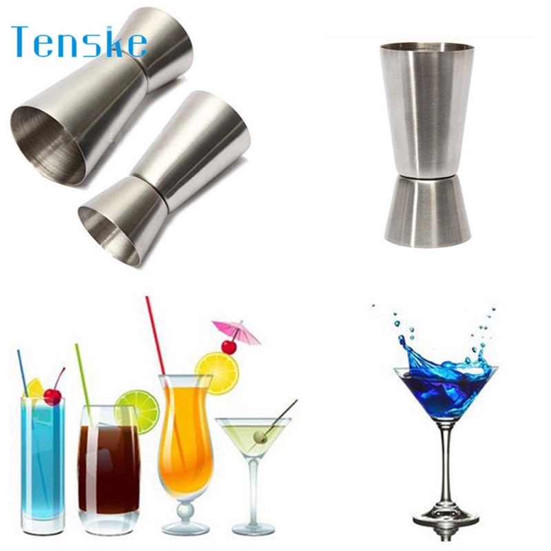 One Two Cups Gelas Ukur Bartender Cocktail Measuring Jigger Double Shot 15 ml 30 ml - LE2 - Silver