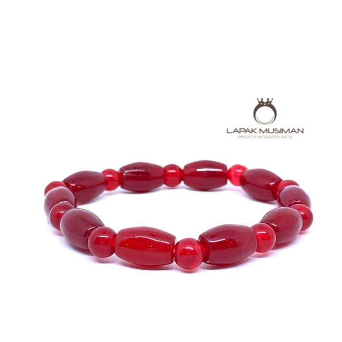 [Bayar di Tempat] GELANG PRIA WANITA BATU MERAH KODE LM 01