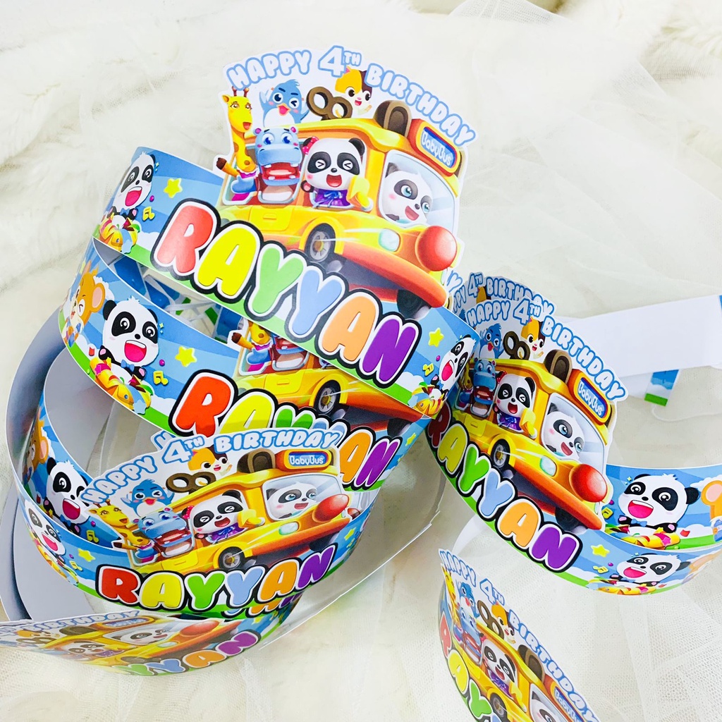 Baby Bus Topi Birthday / Hiasan Kepala Ulang Tahun