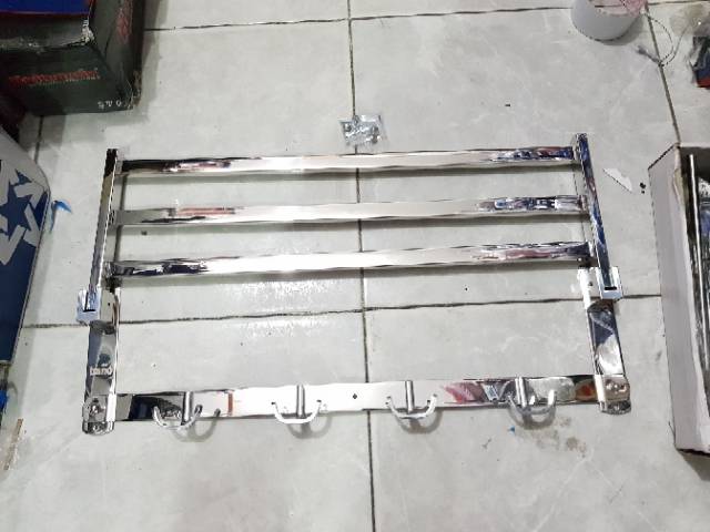 Rak handuk bano lipat 3 baris stainless minimalis PROMO