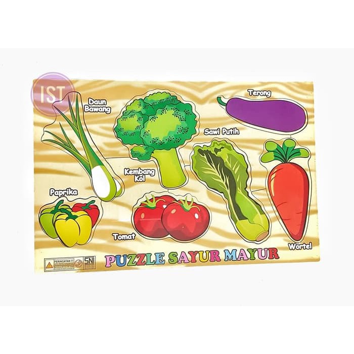Puzzle Papan Kayu Sayur Mayur Indonesia