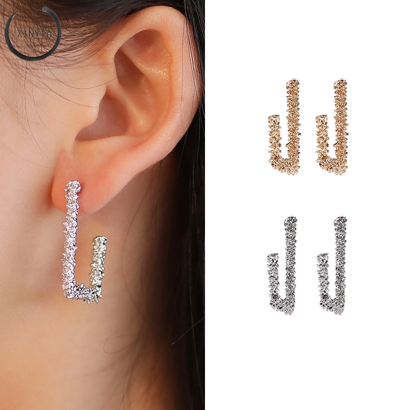 Anting Tusuk Model Geometri Gaya Retro