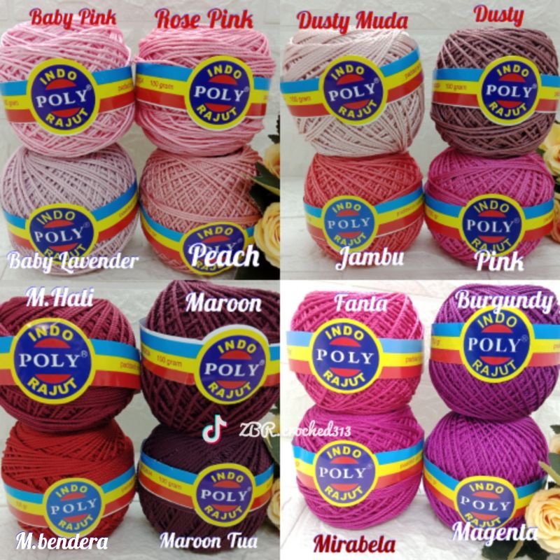 Benang Rajut Poly Indo sery merah