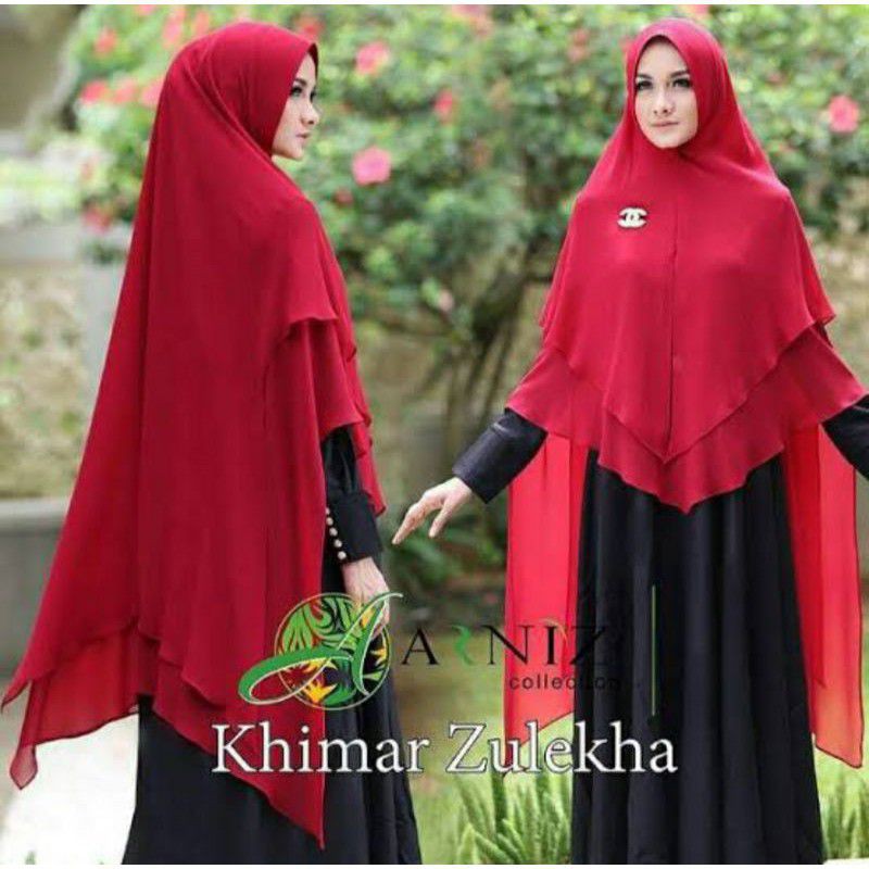 KHIMAR ZULEKHA BY ARNIZ/kerudung panjang/jilbab dewasa/hijab dewasa/khimar ceruty babydoll/2 layers