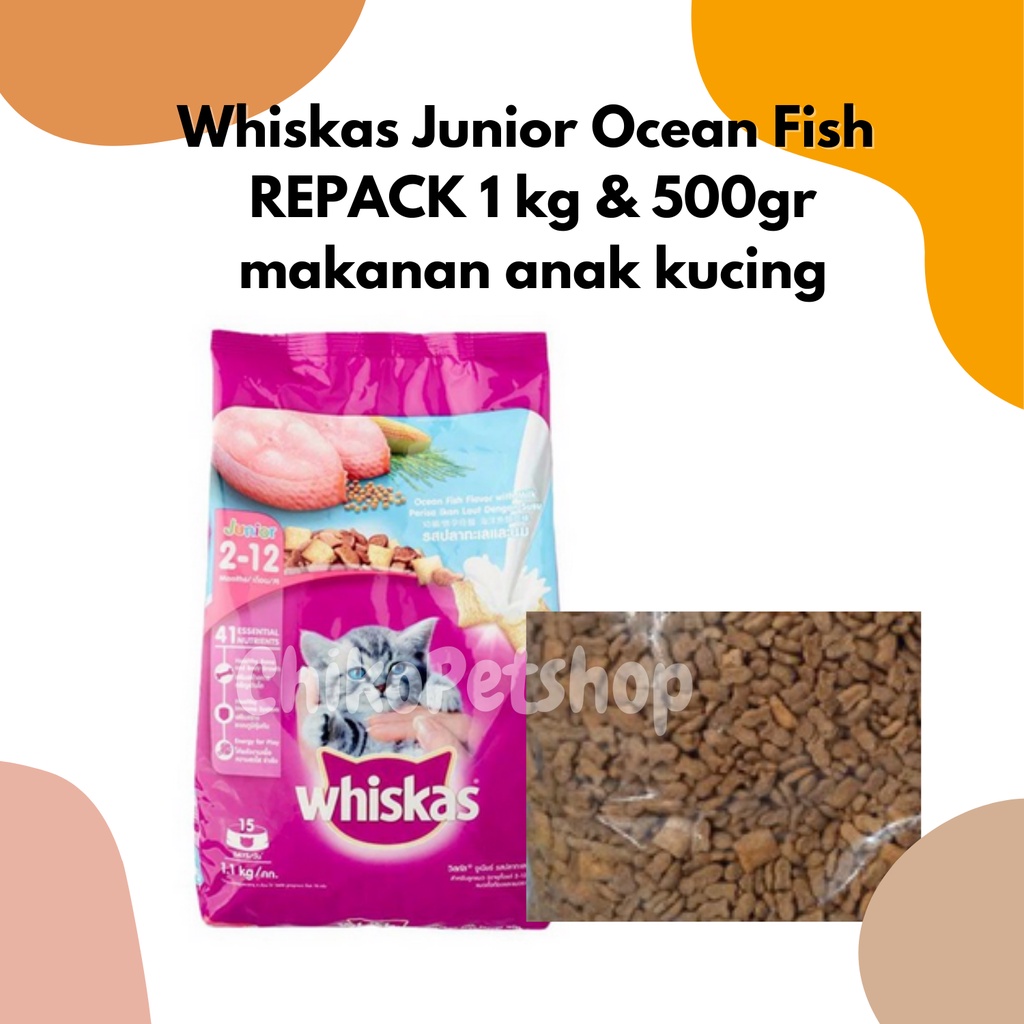 Makanan Kucing WHISKAS JUNIOR OCEAN FISH MILKY 1Kg | WHISKAS JUNIOR OCEAN FISH 1 Kg