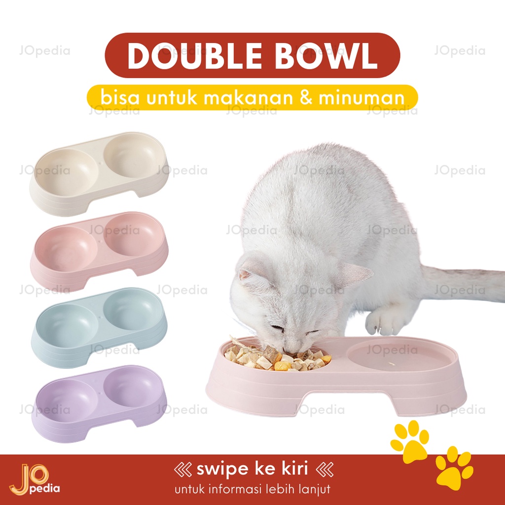 DOUBLE BOWL Pastel Tempat Makan Minum Kucing Anjing Mangkok Feeder