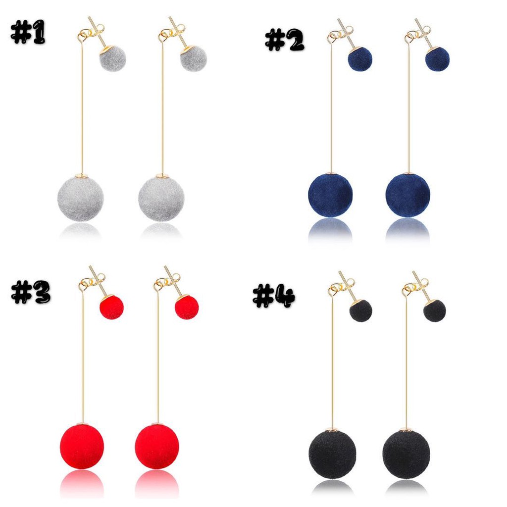 Anting Pom Pom Bola Aksesoris / Anting Fashion Wanita Style Korea Pom Pom / Anting Pom Pom Import