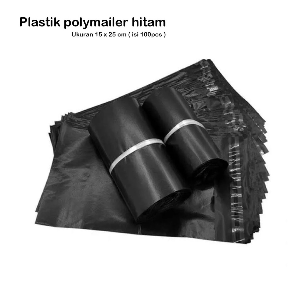 PLASTIK POLYMAILER HITAM 15 X 25 CM ( ISI 100PCS ) BUAT PACKING ONLINE