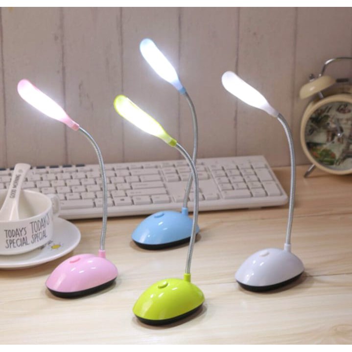 Lampu Meja Belajar Mini / Lampu Baca Lipat LED / Elastis Pakai Baterai