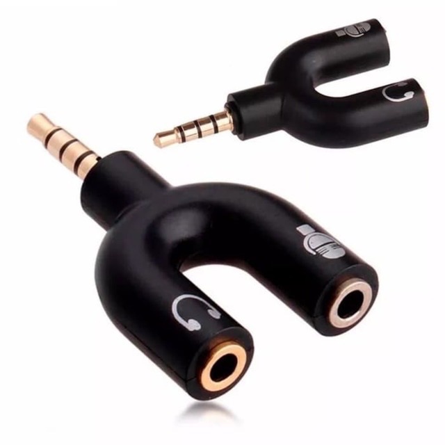 BOS - Spliter U | Audio Splitter Jack 3.5mm to dual female U Shape 2in1 (Mic &amp; Audio)