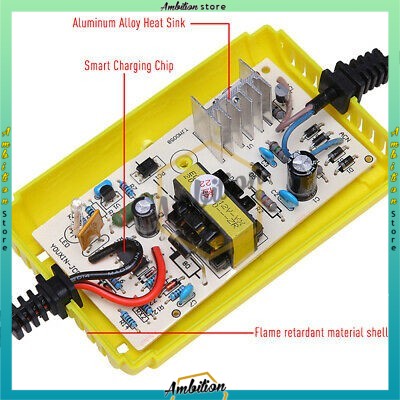 Alat Cas Aki /Car Truck Motorcycle Battery Charger 12V 2A [BISA COD] Varian Hijau / Kuning