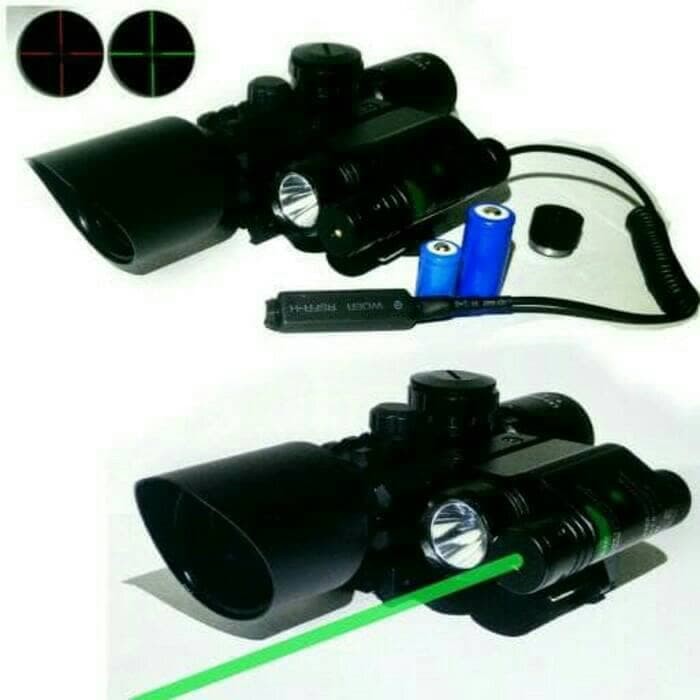 Telescope 3-10x42 RGD Green Laser Scope and Flashlight for Air Rifle Scope Hunting - Teleskop