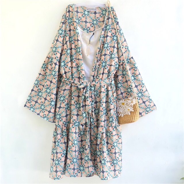 Blue santorini boho kimono