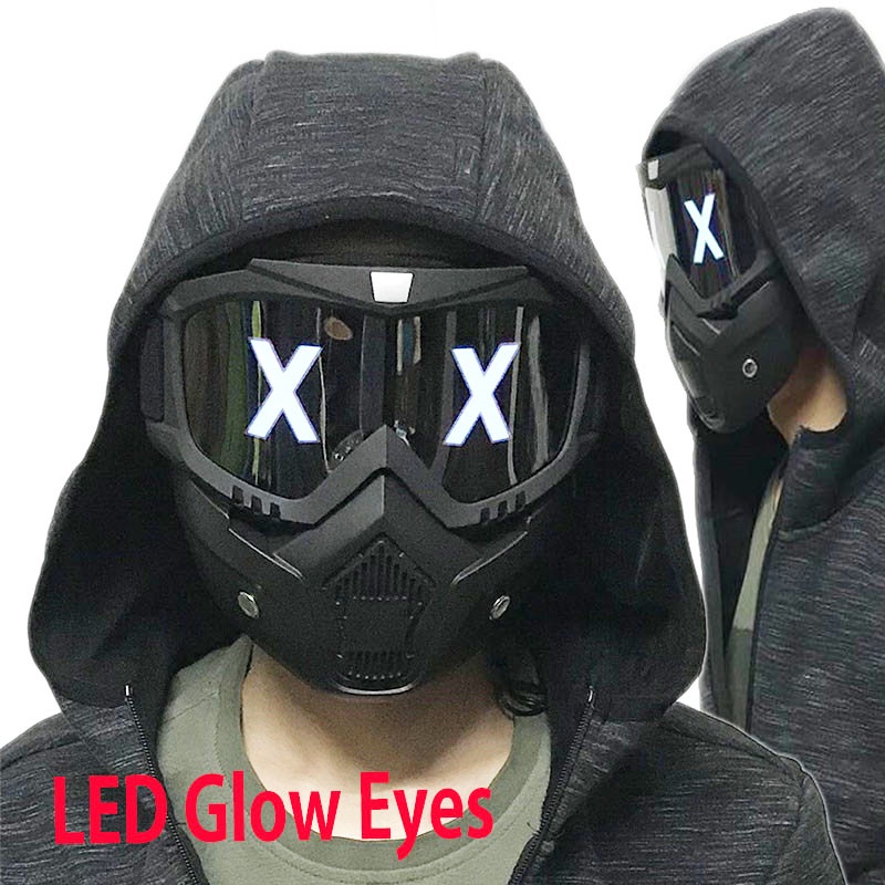 Halloween LED Half Face X Glowing Eyes DIY Eyewear Mask Lights Mask masks DJ Party Cosplay Prop Gift