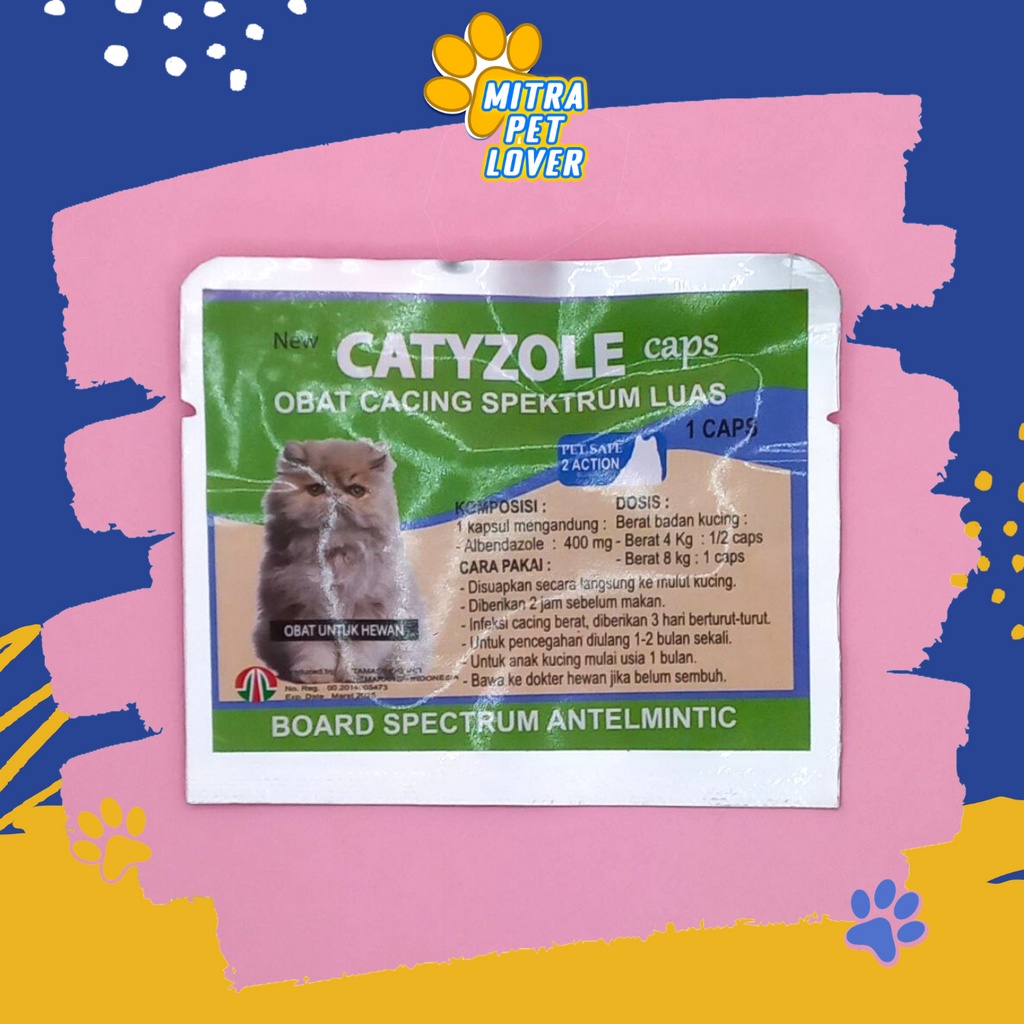 OBAT CACING KUCING - CATYZOLE CAPSUL 1 CAPSUL ORIGINAL - MENGOBATI CACINGAN PADA CAT KITTEN BENTUK KAPSUL AMAN AMPUH MANJUR SEHAT PET ANIMAL HEALTHCARE AND VETERINARY TAMASINDO OBAT KESEHATAN DAN VITAMIN TERNAK HEWAN BINATANG PELIHARAAN MITRAPETLOVER