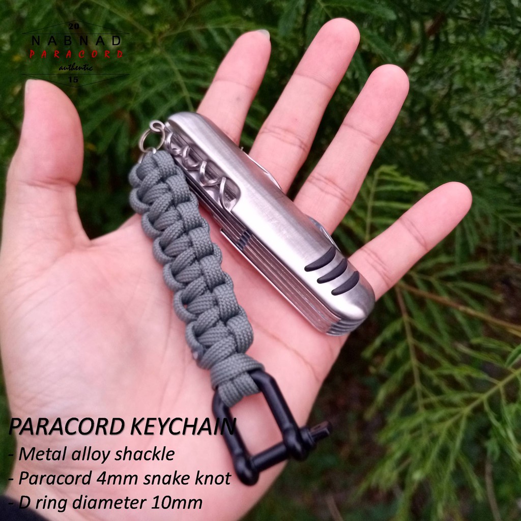 Thomgear Keychain Keyhanger Paracord 550 4mm Shackle Hitam Nabnad Paracord Indonesia