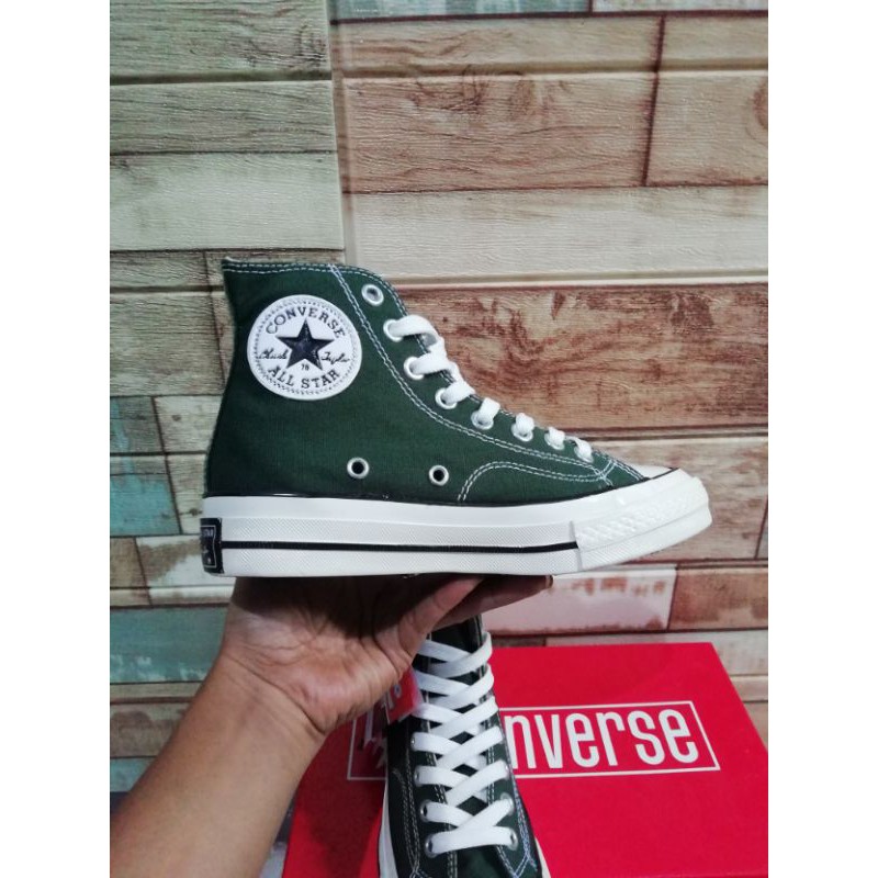 SEPATU CONVERSE Chuck Taylor 70s High/tinggi Hijau Army Glossy/mengkilap PREMIUM