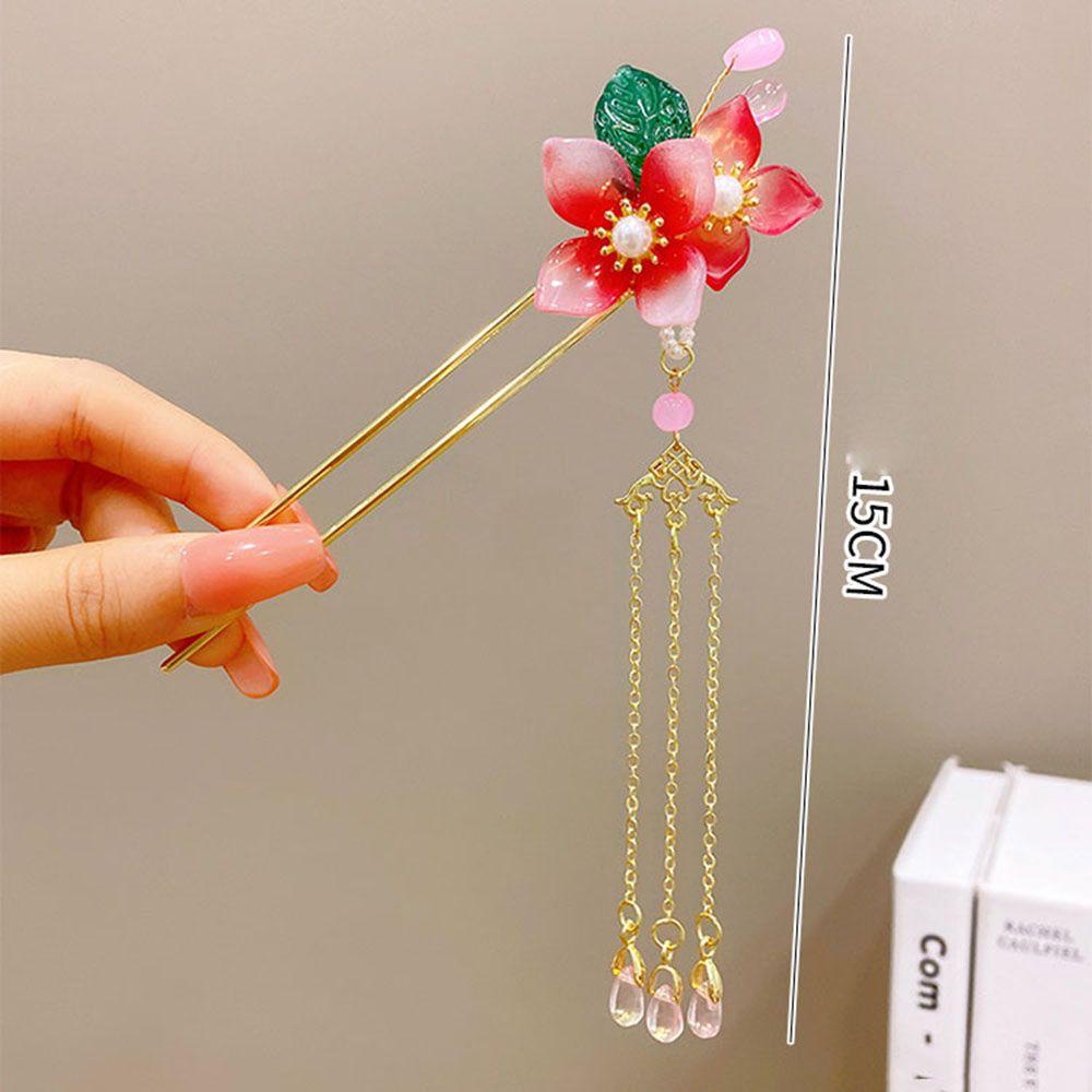 Augustina Tusuk Konde Bentuk U Desain Bunga / Kupu-Kupu Hias Mutiara Gaya Retro / Elegan Untuk Wanita