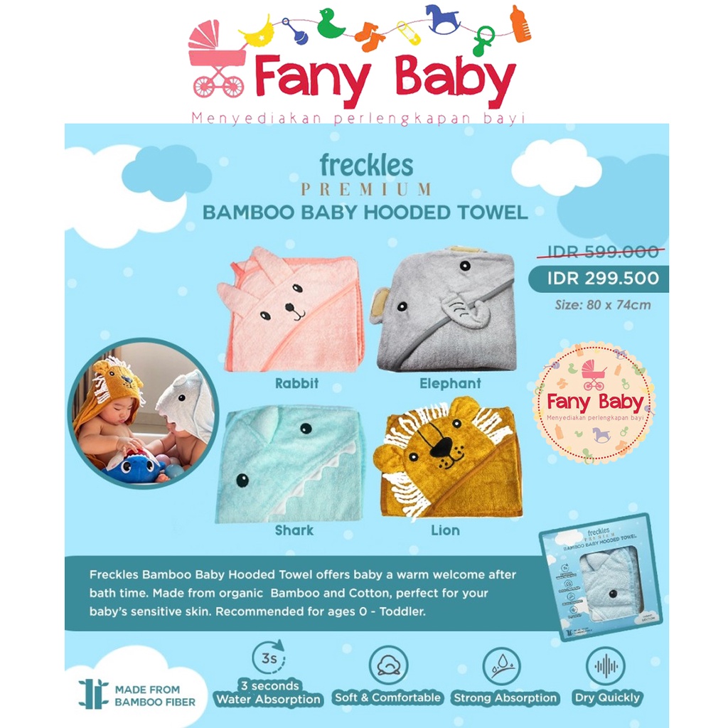 FRECKLES PREMIUM BAMBOO BABY HOODED TOWEL