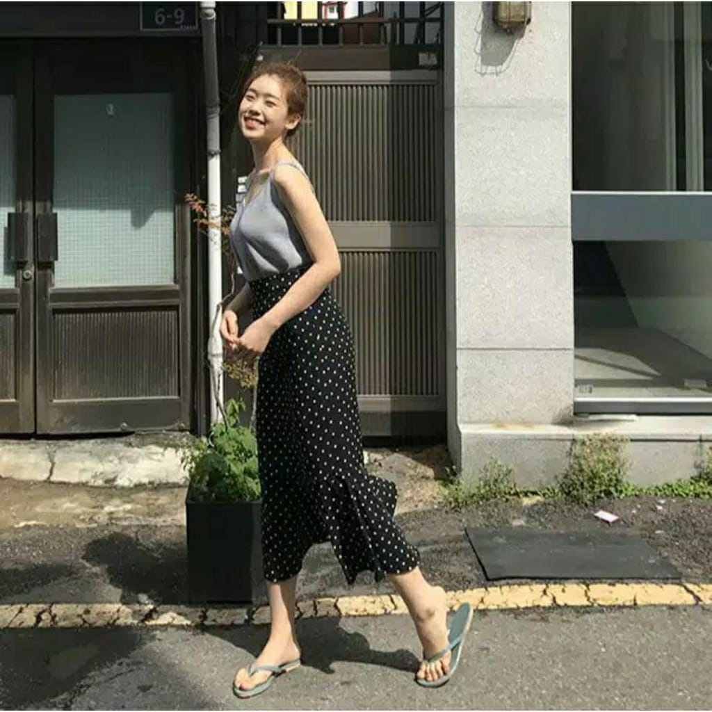 BEFAST - ZEC OOTD Wanita Rok Korean DESYANA / Byeol Polka Midi Skirt / Rok Di Bawah Dengkul / Rok Wanita Polkadot Kekinian / Rok Terbaru