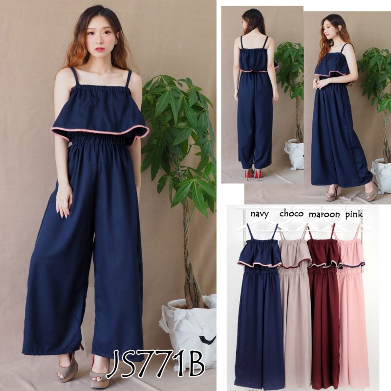  Baju  casual jumpsuit panjang polos pergi pantai  beach 