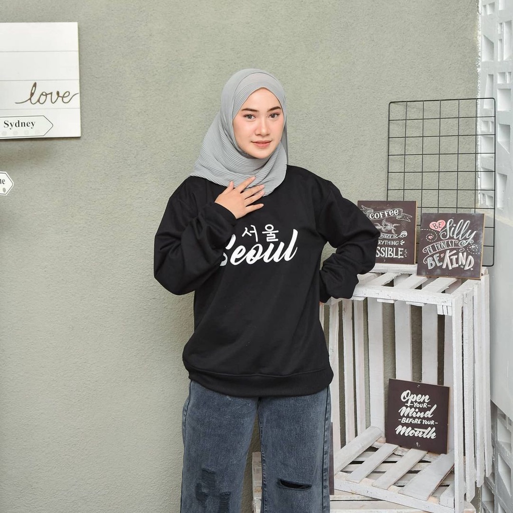 SEOUL SWEATER WANITA CREWNECK ALA KOREA / SWEATER WANITA TEBAL