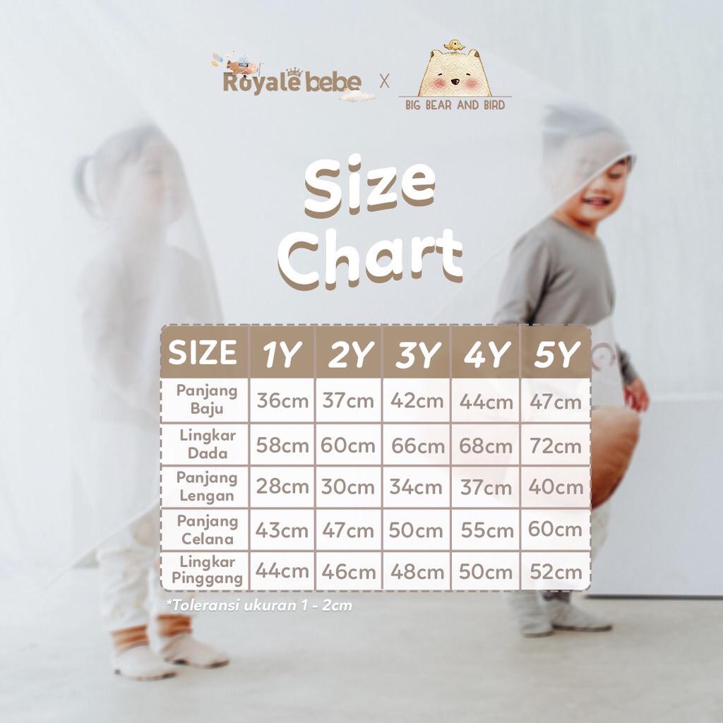 ROYALE BEBE x BIG BEAR AND BIRD PAJAMAS PIYAMA ANAK BAJU ANAK 1-5 TAHUN