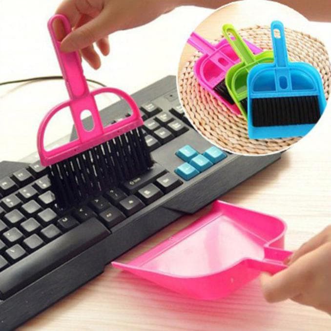 Set Sapu Serokan Mini Serbaguna2in1 - Sapu Mini Keyboard Meja Dashboard - Dust pan Set - Sapu Mobil Set