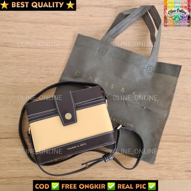 tas wanita bronte boxy selempang box kotak ck two tone dan hitam mini small bag