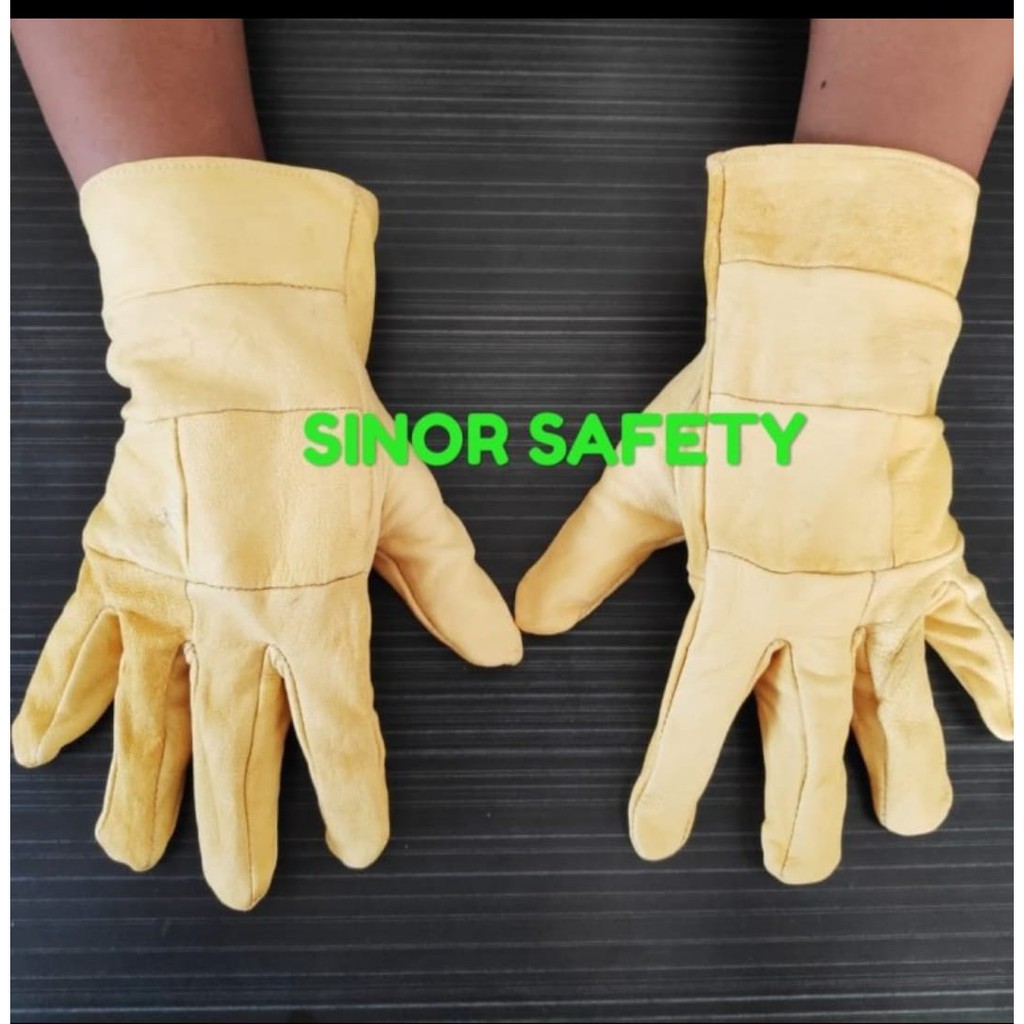 Sarung Tangan Las Argon KUNING 10 Inch Kulit Domba Garut Asli