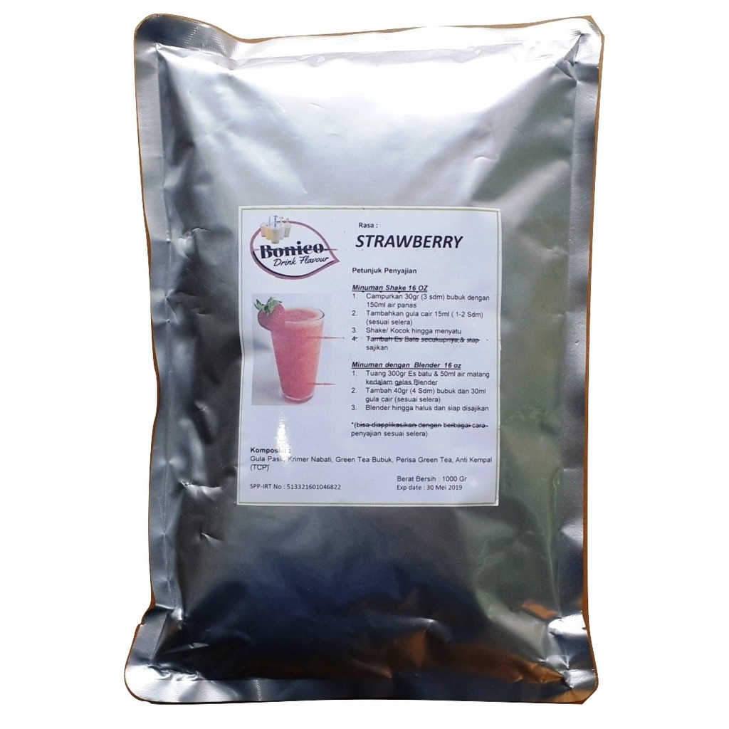 

BONICO STRAWBERRY powder 1kg Bubuk minuman 1 kg drink powder Ice blend strawbery stroberi milk shake