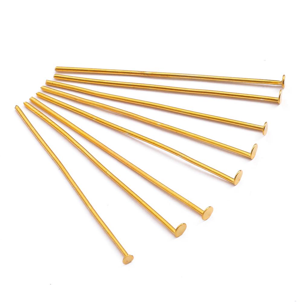 200pcs 16-45mm Flat Head Pins Gold/Silver/Copper/Rhodium Headpins For Jewelry Findings Making DIY Supplies