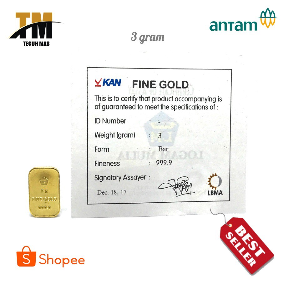 LOGAM MULIA ANTAM 3 gr VERTIKAL LM 999.9