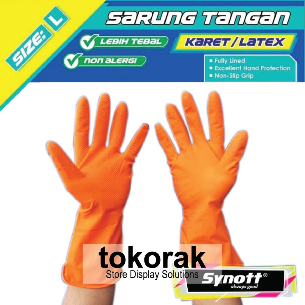 SARUNG TANGAN KARET LATEX DOT SIZE L SYNOTT SARUNG BERKEBUN CUCI PIRING KENDARAAN