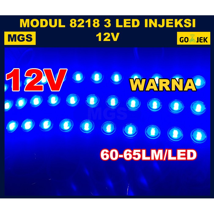 100PCS Modul 5630 3 LED + Lensa Tipe 8218 12V - Warna