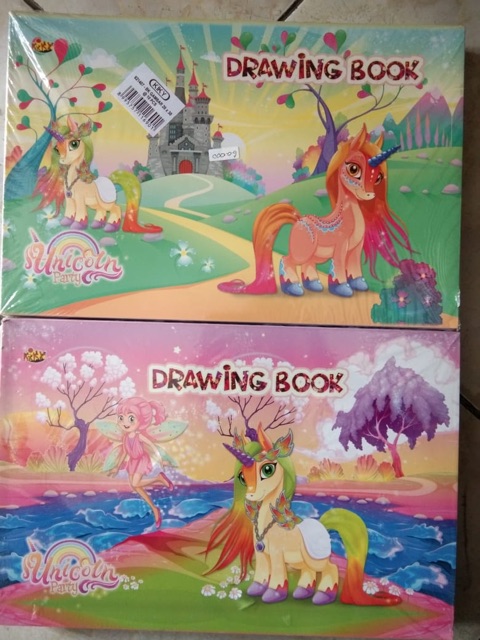 (1 Buku-10 Lembar) BUKU GAMBAR A4 KIKY DRAWING BOOK CHILDREN DORAEMON UNICORN LOL BEARS CARS